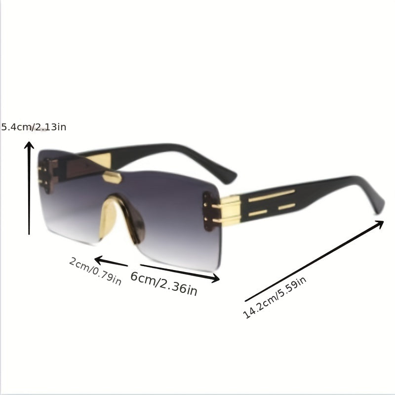 Men's Rimless One Lens Sunglasses Polarize UV Protection