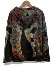 Cartoon Cat Print Hoodie Sweatshirt for Women