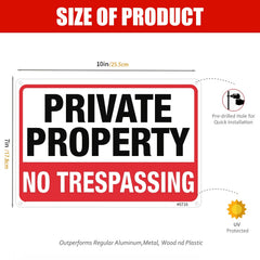4pcs Private No Trespassing Sign 25 X 17 Rust Aluminum Metal
