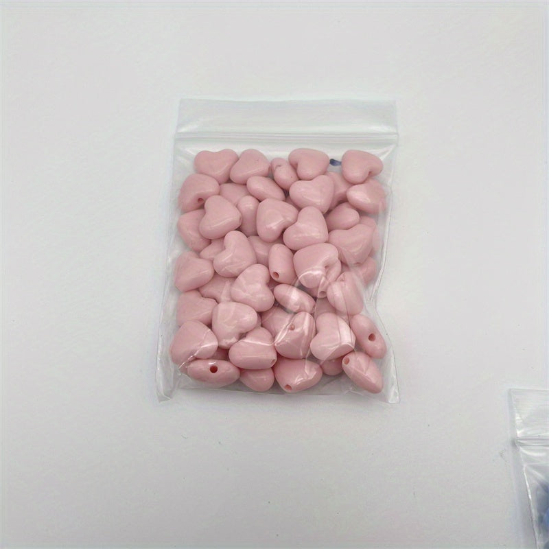 50pcs Love Heart Beads for DIY Bracelets, Phone Straps & Necklaces