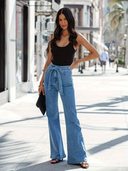 Women's Plus Button Fly High Rise Slim Fit Flared Leg Jeans
