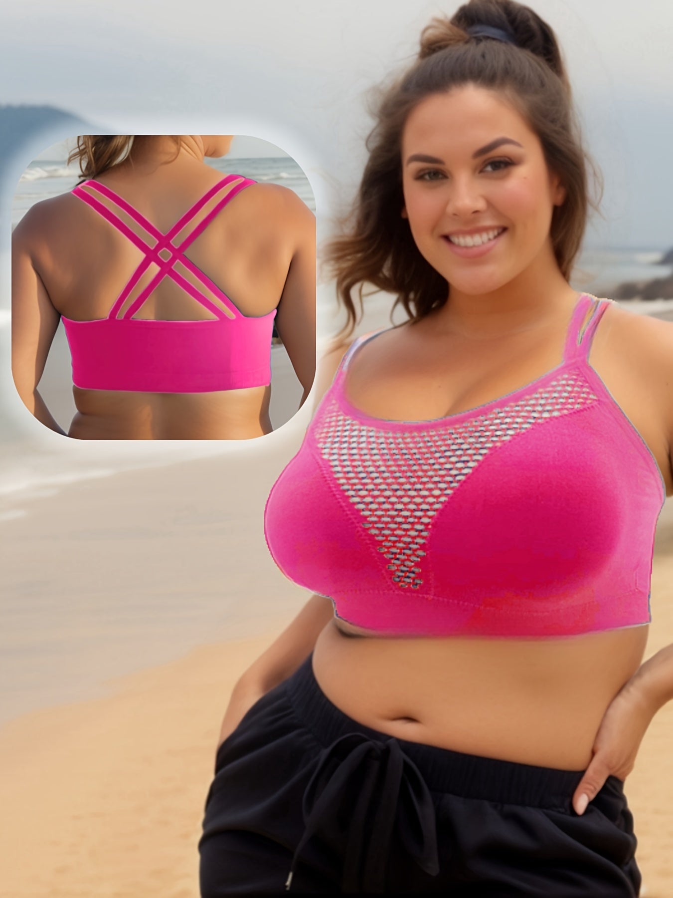 Sports Bra Solid Breathable Criss Cross Fitness Bra