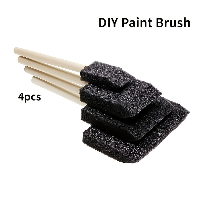 4Pcs Wooden Handle Sponge Brush Art Craft Painting Tool