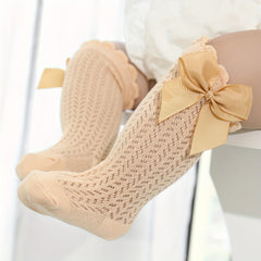 Girls 9 Cotton Blend Breathable Lace Over The Knee Socks