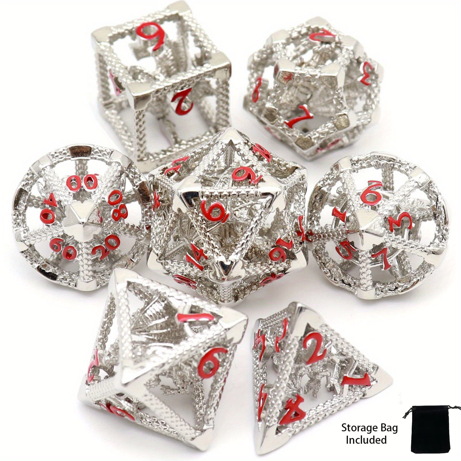 7pcs Antique Copper Flying Dragon Dice Set with Dice Storage Bag