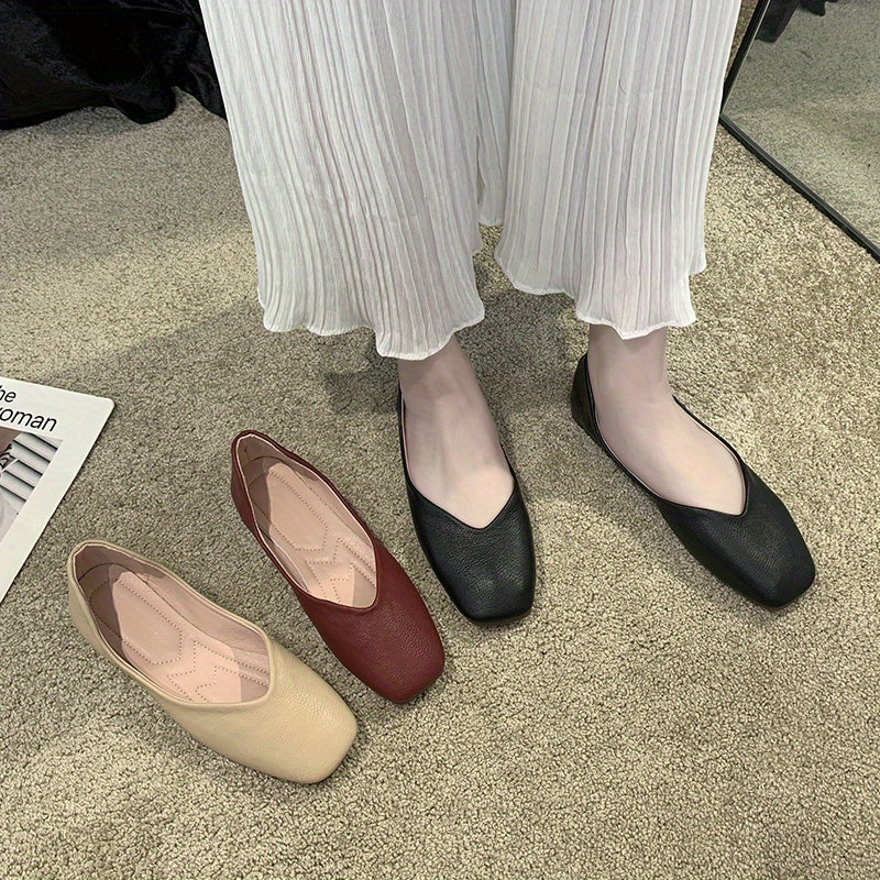 Women's Ballet Flat Shoes Square Toe Non Slip Loafers