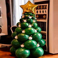 Christmas Party Balloon Kit Green Foil & Latex Balloons