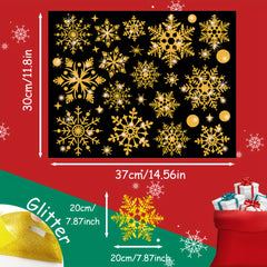 Golden Glitter Snowflake Window Stickers Winter Decoration