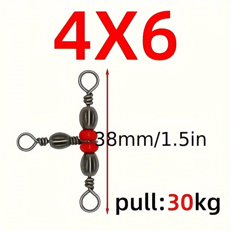 15pcs T-shaped Fishing Swivels 3-way Connector Ball Bearing Swivels