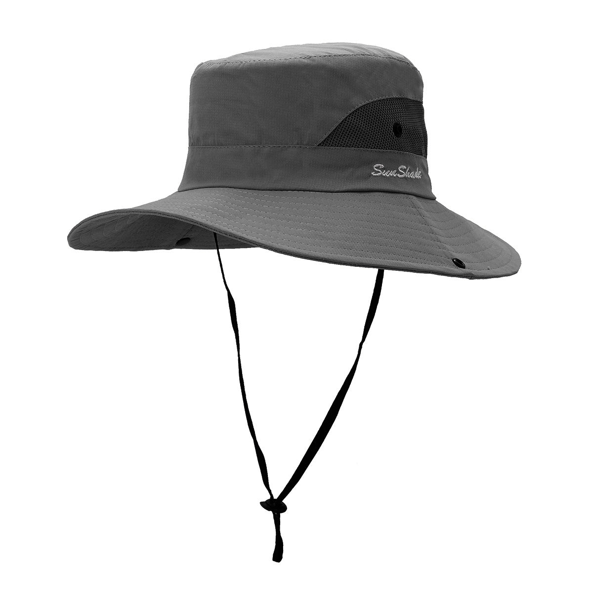 Embroidery Mesh Bucket Hat Wide Brim Women Boonie Hats
