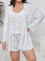 Ditsy Floral Print Lace Trim Pajama Set