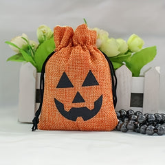 100pcs Halloween Pumpkin Bag Drawstring Cinch Gift Goods Bag