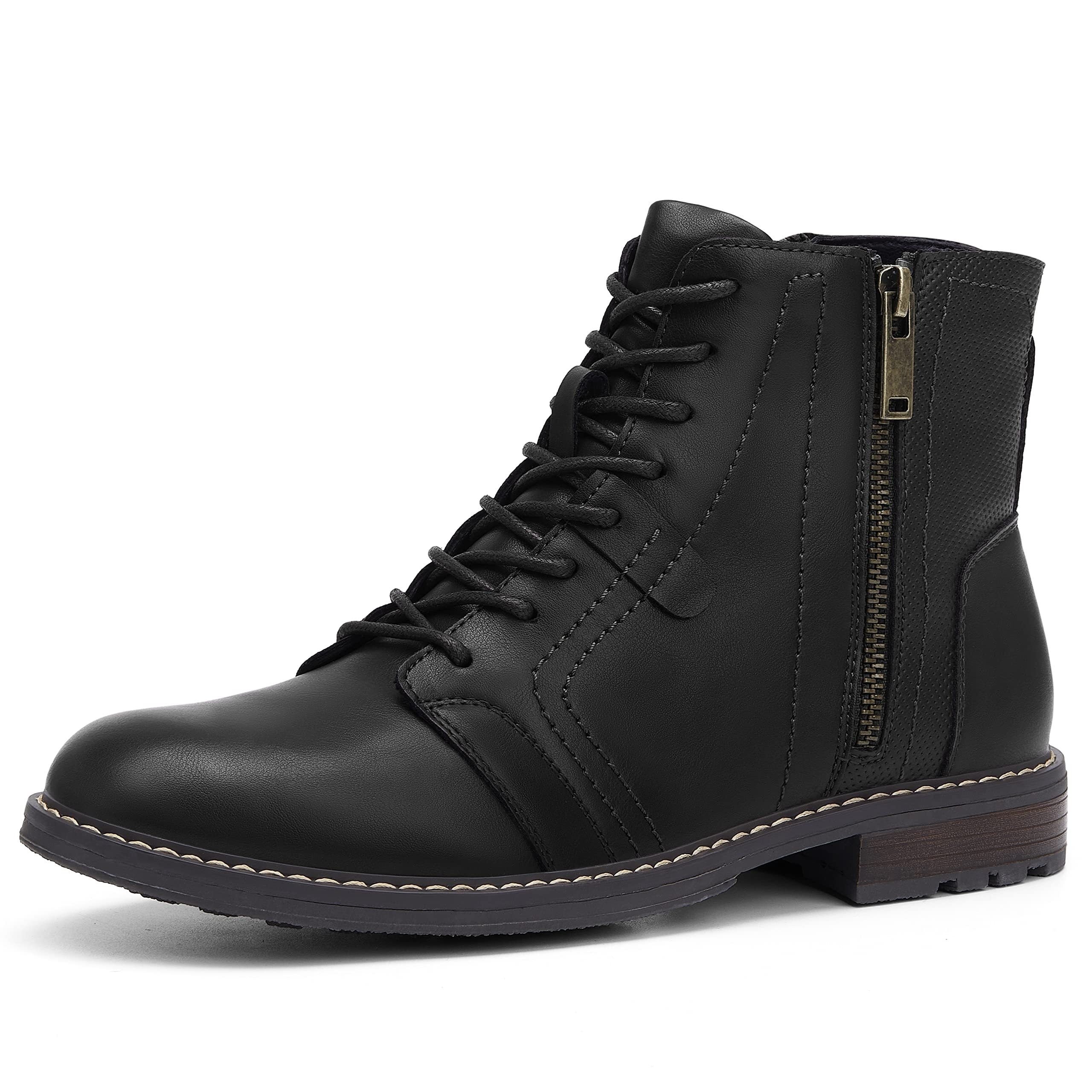 Men's Casual Ankle Motorcycle Boots Side Zip Work Shoes