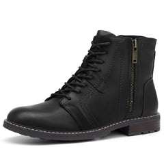 Men's Casual Ankle Motorcycle Boots Side Zip Work Shoes