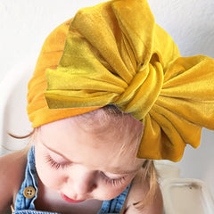 Striped Velvet Bow Baby Hat for Daily Life