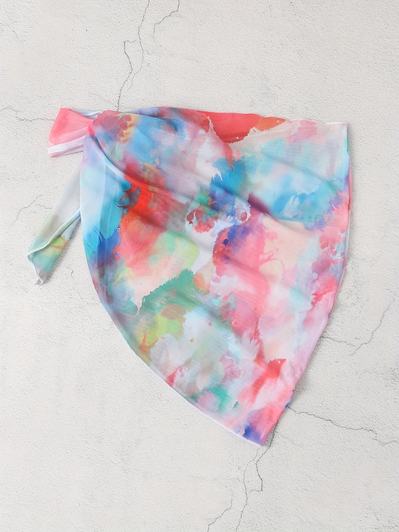 Print Tie Side Stretchy Cover Up Skirt Wrap Beach Coverup
