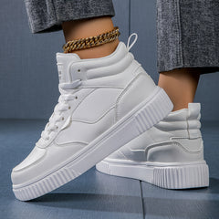 Women's Solid Medium Tube Sneakers Lightweight Sport Skate Shoes