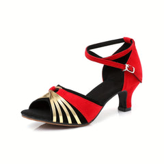 Women's Latin Dance Heels Cross Strap Ankle Buckle for Comfort & Style