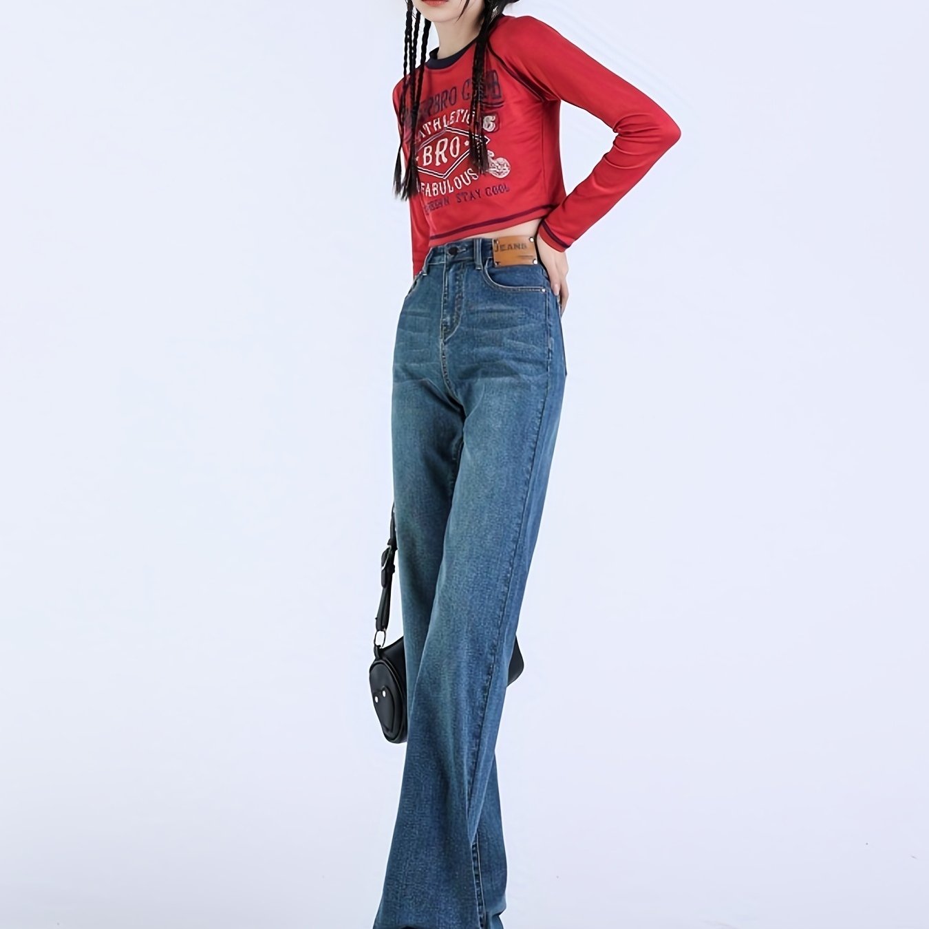 Casual High Waist Wide Leg Jeans