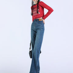Casual High Waist Wide Leg Jeans