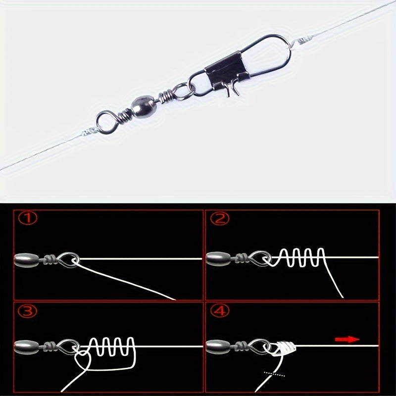 30pcs Fishhook Connectors Barrel Swivel Safety Snap Solid Ring Fishing