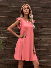 Ruffle Trim Midi Dress with Pockets Women's Clothing