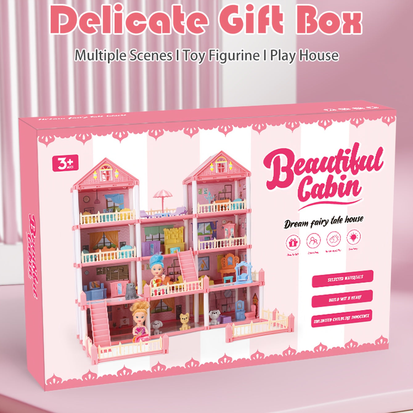4-Layer Dollhouse Toy Set for Girls - Large Villa DIY Building Kit