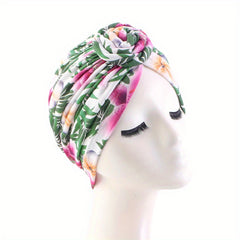 Boho Flower Leaf Print Turban Cap Head Wrap Bandana
