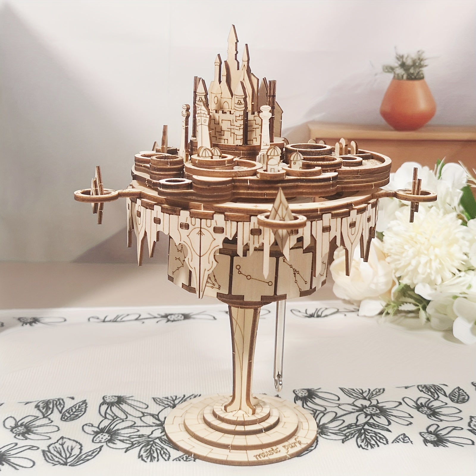 3D Wooden Music Box Castle Model Kit Creative Craft DIY Birthday Gift for Women