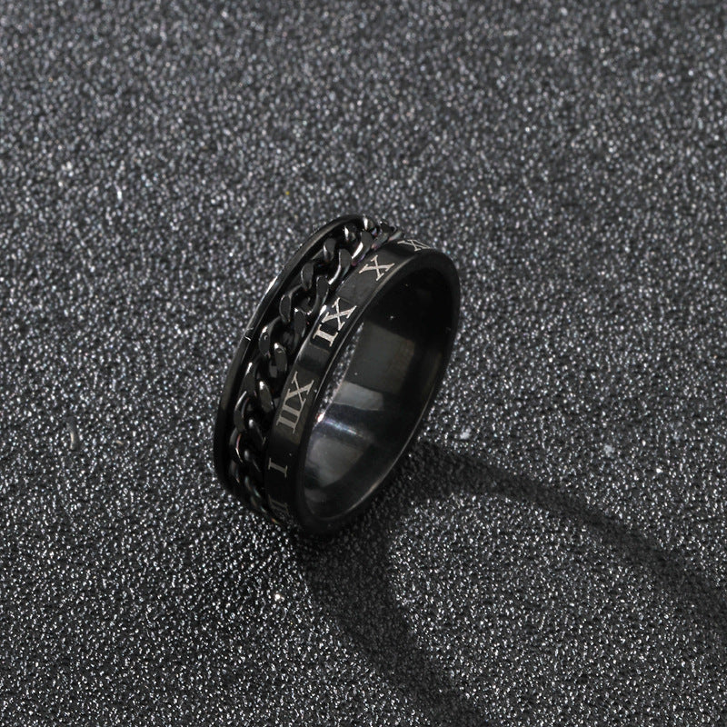 Men's Rotatable Roman Numeral Band Ring