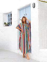 Bohemian Striped Beach Dress Casual Every Vacation Dress For Spring & Summer