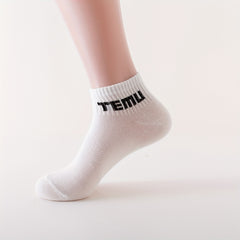 10 Pairs Letter Print Socks Women's Sports Short Socks