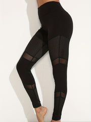 High Waist Yoga Leggings with Mesh Stitching