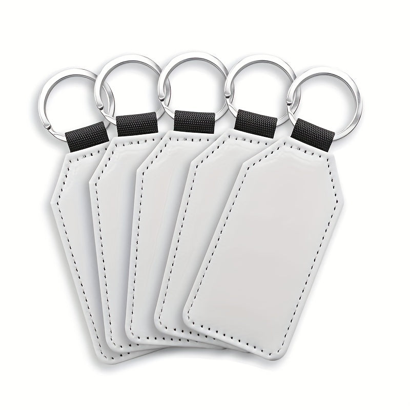 10pcs PU Leather Sublimation Keychains Heat Transfer Glitter Keyring