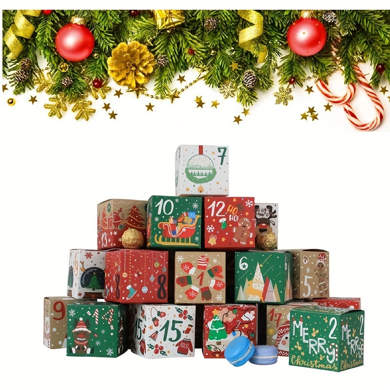 24pcs Christmas Advent Calendar Candy Box 24 Days Countdown