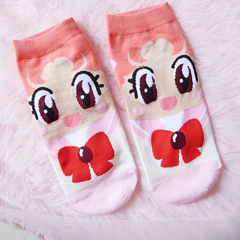 6 Pairs Cartoon Socks & Funny Crew Short Stockings Women's Hosiery