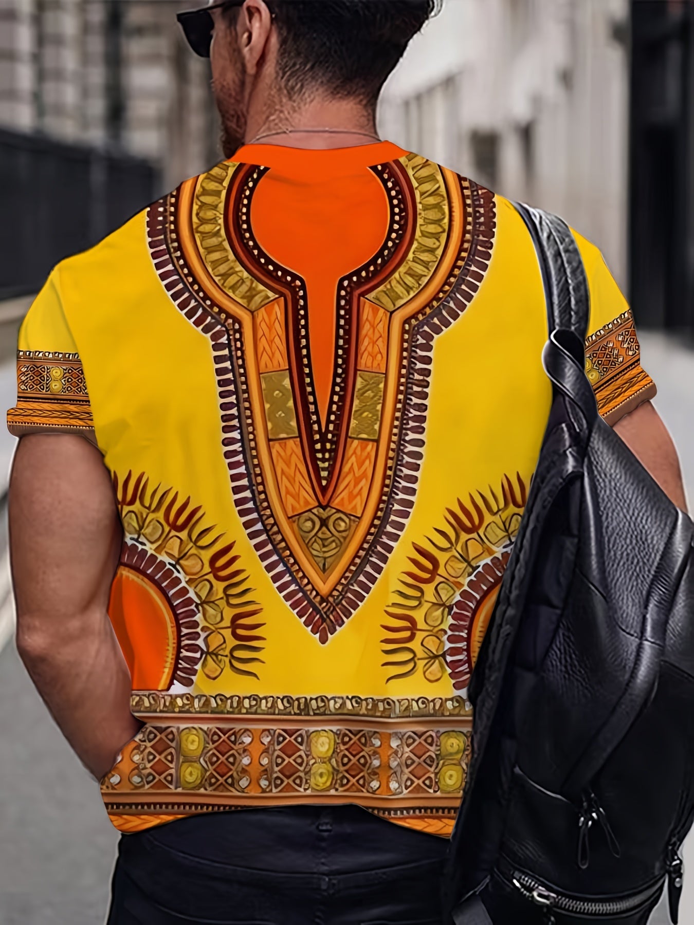 Ethnic Style Pattern Print Men's Short Sleeve Tee