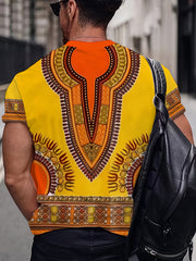 Ethnic Style Pattern Print Men's Short Sleeve Tee