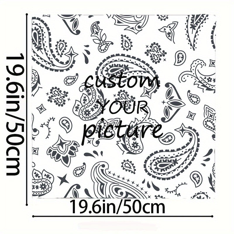 Personalized Square Scarf with Your Photo Emblem Soft Polyester Versatile Shawl