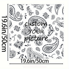 Personalized Square Scarf with Your Photo Emblem Soft Polyester Versatile Shawl