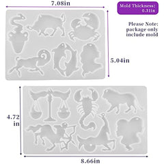 Zodiac Resin Molds 12 Constellation Animals Keychain Silicone Mold DIY Jewel