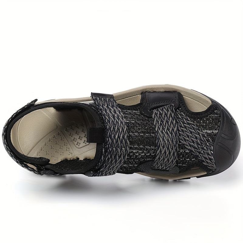 Men's Lightweight Non Slip Hook And Loop Sandals Quick Drying Comfy Beach Shoes