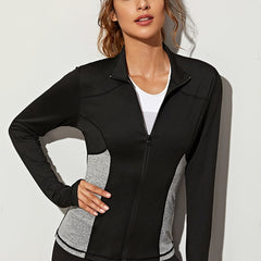 Long Sleeves Yoga Jacket Moisture Fitness Coat Women's Activewear