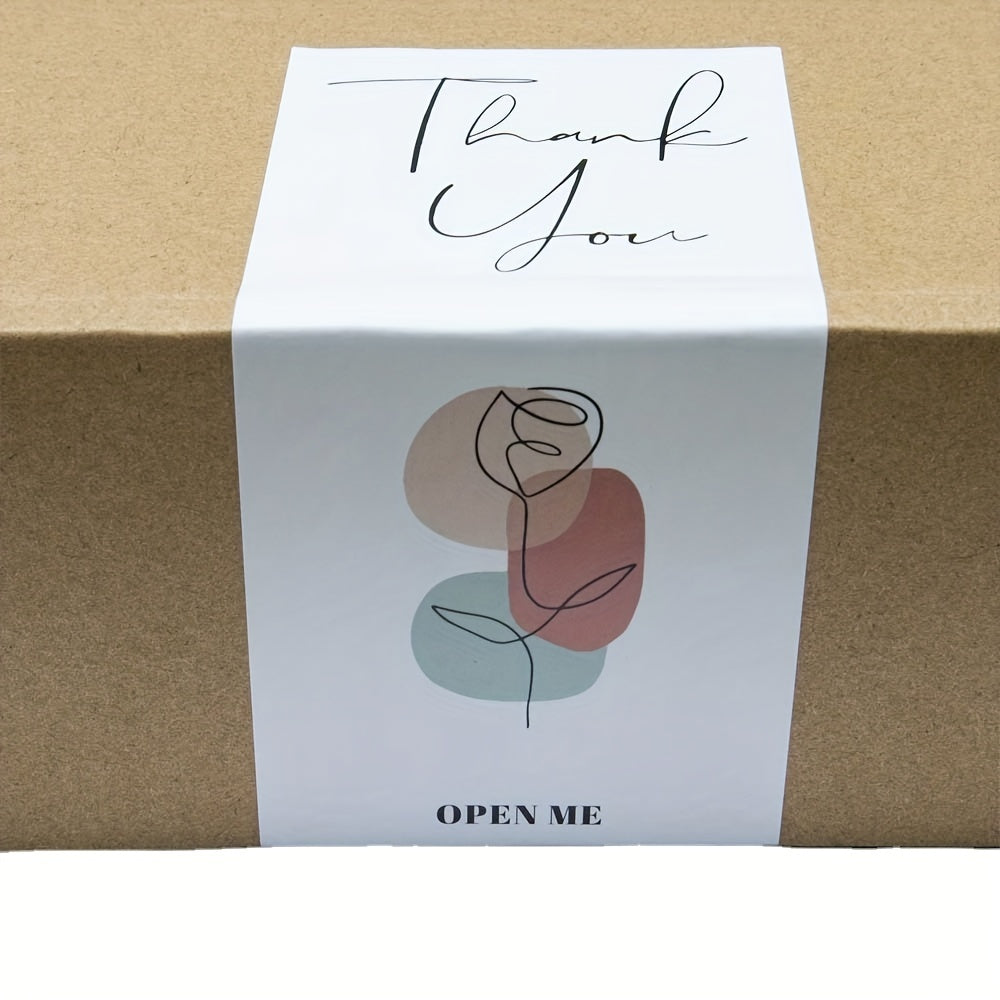 50pcs Thank You Sealing Stickers Rectangle for Packaging Box