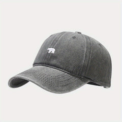 Polar Bear Embroidery Baseball Cap Distressed Unisex Sun Hat Solid Adjustable