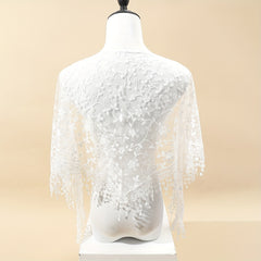 Floral Lace Shawl Tassel Triangle Scarf Solid Cape Bridal Shawl Dress Wrap