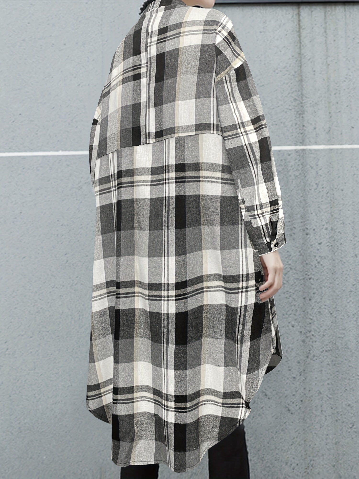 Plaid Print Long Sleeve Button Up Shirt Top