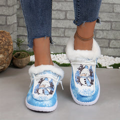 Women's Christmas Snowman & Snowflake Pattern Skateboard Shoes Low Top Sneakers