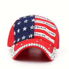 Stylish Rhinestone Flag Baseball Cap for Men