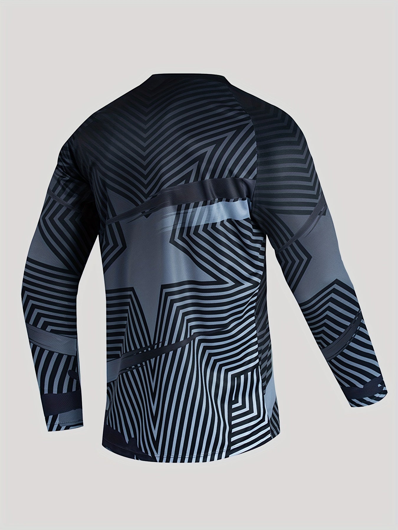 Men's Star & Letter Print Long Sleeve Top for Motorcycling